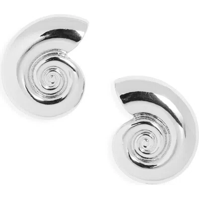 Open Edit Shell Stud Earrings In Metallic