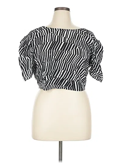 Pre-owned Open Edit Short Sleeve Blouse In Black