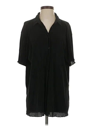 Pre-owned Open Edit Short Sleeve Blouse In Black