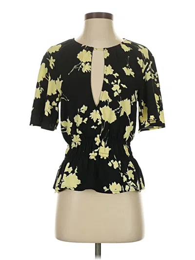 Pre-owned Open Edit Short Sleeve Blouse In Black