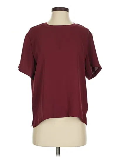 Pre-owned Open Edit Short Sleeve Blouse In Burgundy