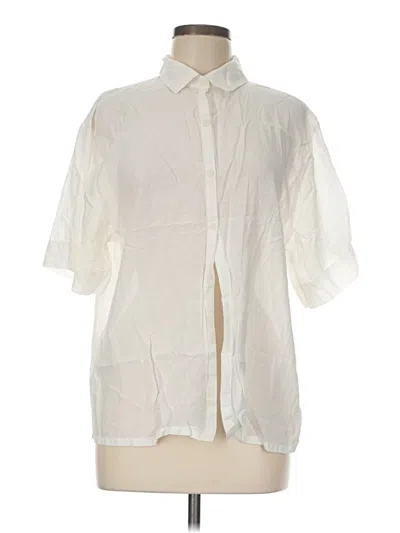 Pre-owned Open Edit Short Sleeve Blouse In Ivory