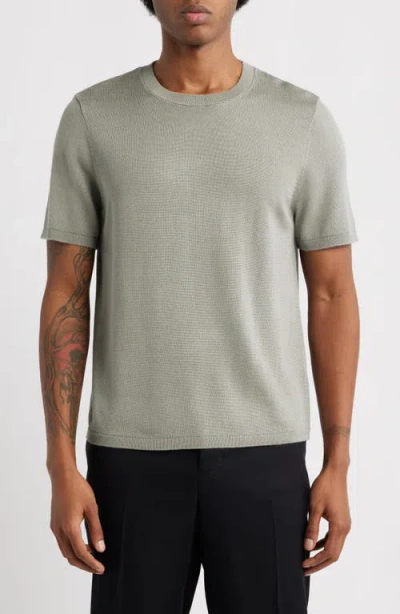 Open Edit Short Sleeve Crewneck Sweater In Gray