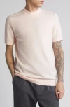 Open Edit Short Sleeve Sweater In Pink Beach