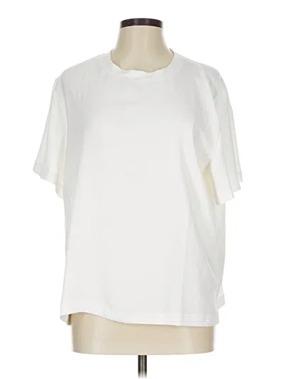 Pre-owned Open Edit Short Sleeve Top Ivory Crew Neck Tops In White
