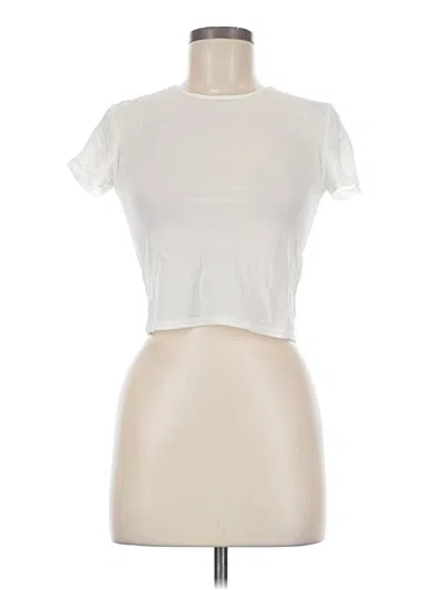 Pre-owned Open Edit Short Sleeve Top Ivory Mock Neckline Tops