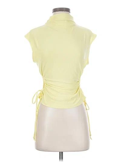 Pre-owned Open Edit Short Sleeve Top Yellow Cowl Neck Tops