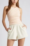 Open Edit Side Ruched Tank In Beige Bisque