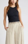 Open Edit Luxe Sculpt High Neck Tank In Black