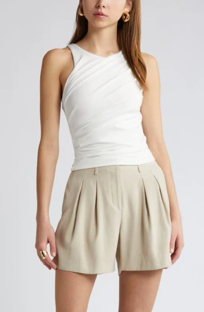 Open Edit Side Ruched Tank In Ivory Cloud