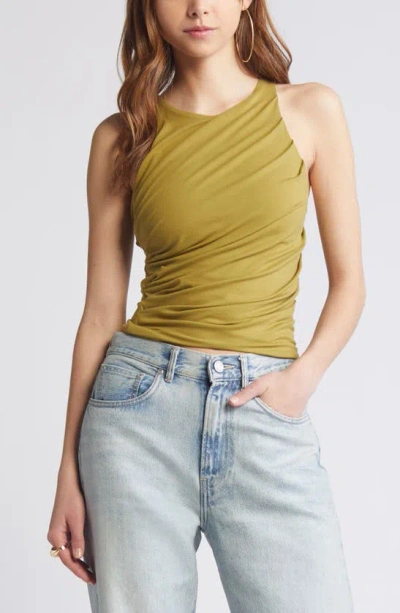 Open Edit Side Ruched Tank In Olive Eyes