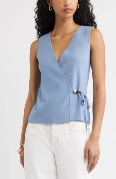 Open Edit Side Tie Sweater Vest In Blue