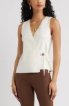 Open Edit Side Tie Sweater Vest In White