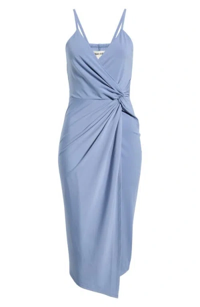 Open Edit Side Twist Midi Dress In Blue