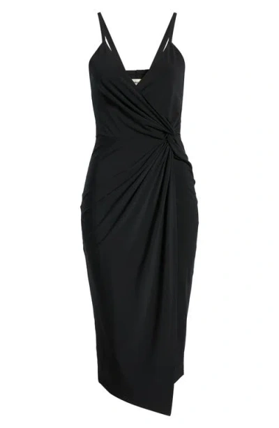Open Edit Side Twist Midi Dress In Black