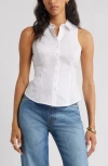 Open Edit Sleeveless Button-up Shirt In White