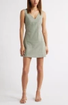 Open Edit Sleeveless Linen Blend Minidress In Green