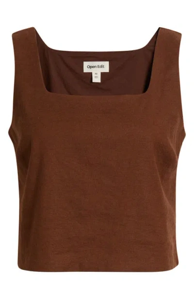 Open Edit Sleeveless Linen Blend Top
