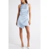 Open Edit Sleeveless Ruched Satin Minidress