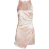 Open Edit Sleeveless Ruched Satin Minidress In Neutral
