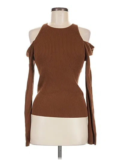 Open Edit Sleeveless Top Brown Cold Shoulder Neckline Tops