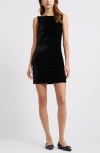 Open Edit Sleeveless Velour Minidress In Black