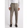 Open Edit Glen Plaid Flat Front Pants In Tan- Black Glen Plaid