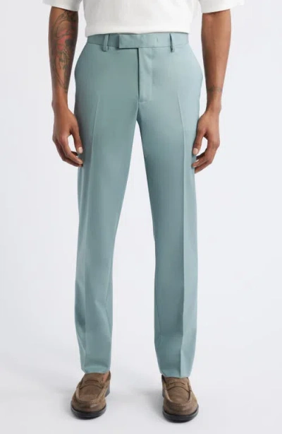 Open Edit Slim Fit Sharkskin Trousers In Green
