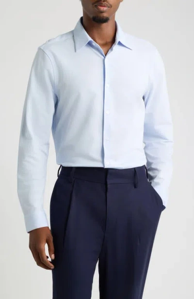 Open Edit Slim Fit Solid Dress Shirt In Blue