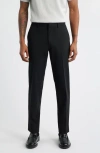 Open Edit Slim Fit Solid Flat Front Stretch Suit Pants In Black