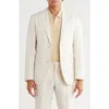 Open Edit Slim Fit Solid Linen Blend Sport Coat In White