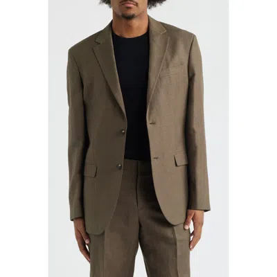 Open Edit Slim Fit Solid Linen Blend Sport Coat In Brown