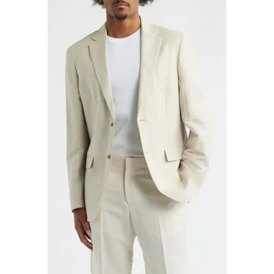 Open Edit Slim Fit Solid Linen Blend Sport Coat In Neutral