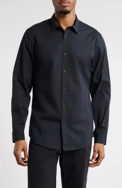 Open Edit Slim Fit Stretch Cotton Button-up Shirt In Black Caviar