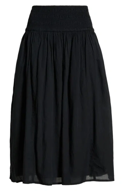 Open Edit Smock Waist Midi Skirt In Black