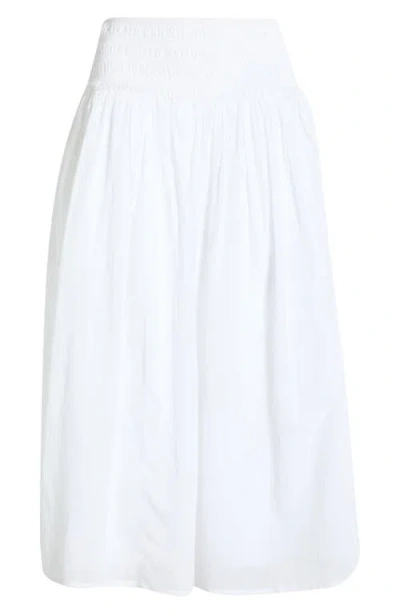 Open Edit Smock Waist Midi Skirt In White
