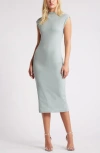 Open Edit Smooth Edit Funnel Neck Midi Dress In Teal Pond