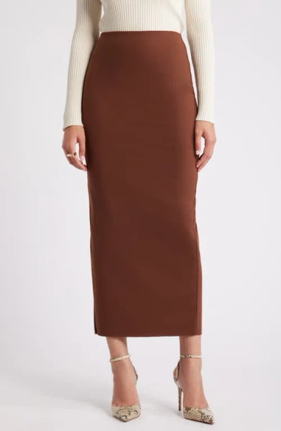 Open Edit Smooth Edit Maxi Skirt In Brown Soil