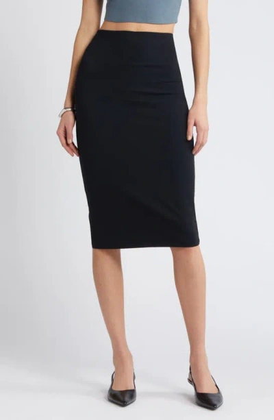 Open Edit Smooth Edit Midi Skirt In Black