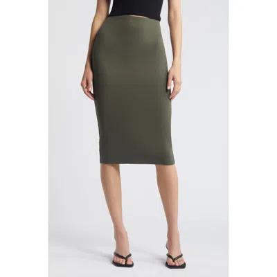 Open Edit Smooth Edit Midi Skirt In Green