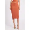 Open Edit Smooth Edit Midi Skirt In Rust Redwood