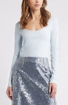 Open Edit Smooth Edit Scoop Neck Top In Blue Air