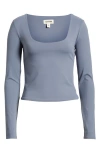 Open Edit Smooth Edit Scoop Neck Top In Grey Folkstone