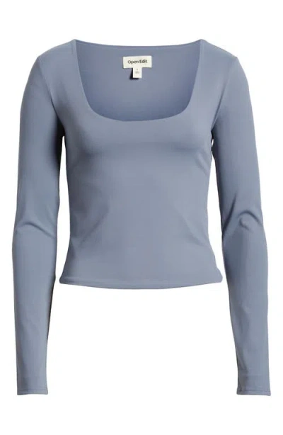 Open Edit Smooth Edit Scoop Neck Top In Grey Folkstone
