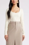 Open Edit Smooth Edit Scoop Neck Top In Ivory Dove