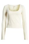 Open Edit Smooth Edit Scoop Neck Top In Ivory Dove