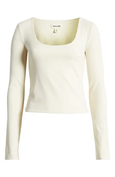 Open Edit Smooth Edit Scoop Neck Top In Ivory Dove
