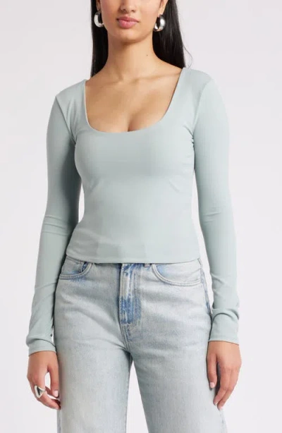 Open Edit Smooth Edit Scoop Neck Top In Teal Pond