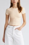 Open Edit Smooth Edit Short Sleeve Top In Beige Bisque