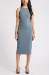 Open Edit Smooth Edit Sleeveless Body-con Midi Dress In Blue Weather